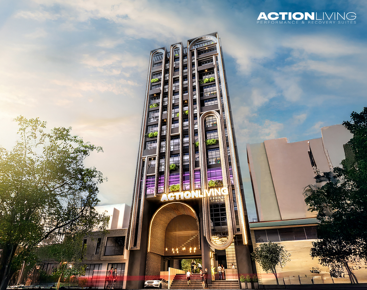 Colombia's first hotel-gymnasium is already under construction in Medellin: Action Living 3 will look like this hotel operator medellin bogota cali cartagena