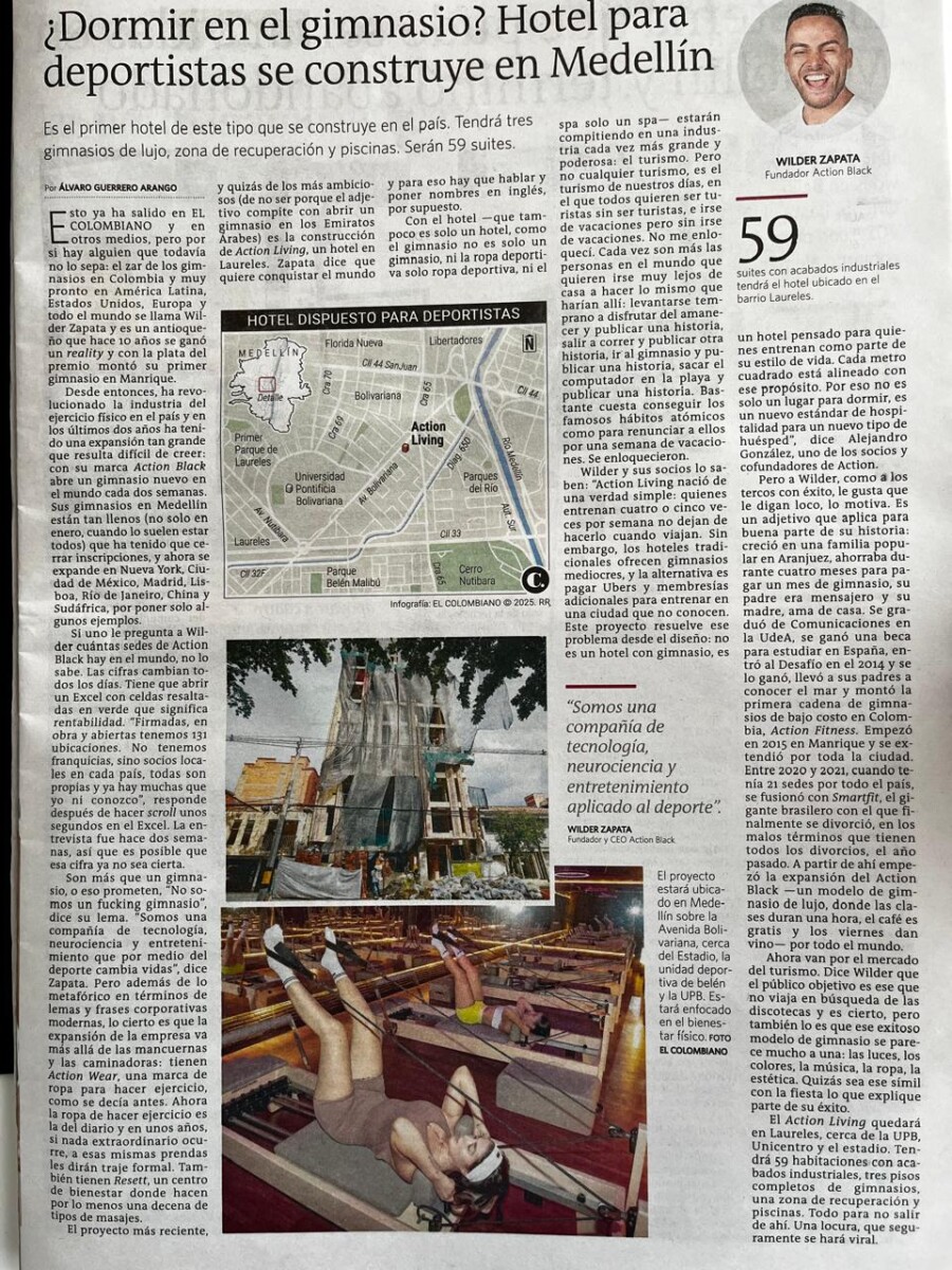 Colombia's first hotel-gymnasium is already under construction in Medellín: Action Living 2 will look like this hotel operator medellin bogota cali cartagena
